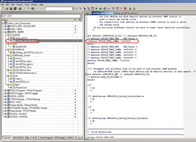 Первоначальная инициализация в файле system_stm32f10x.c