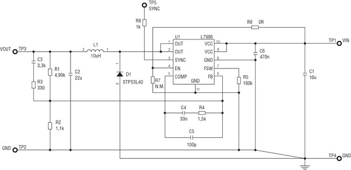 Рекомендуемая схема включения L7986TA 