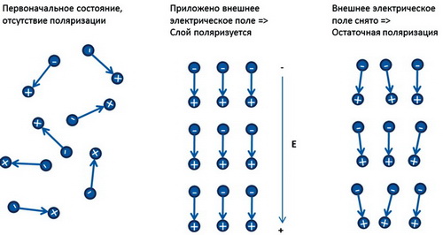 Поведение слоя сегнетоэлектрика под действием внешнего электрического поля