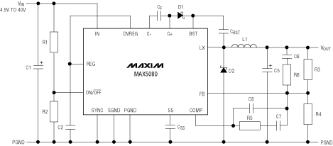 Схема включения MAX5080/81/82/83