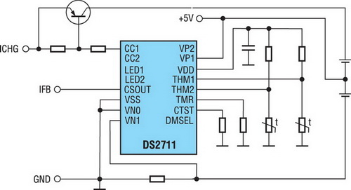 Схема включения микросхем DS2711 и DS2712
