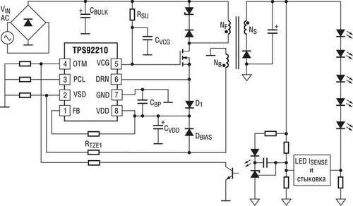 Схема включения TPS92210