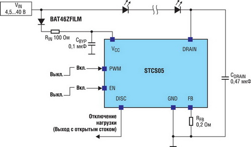 Типовая схема включения STCS05/1/2